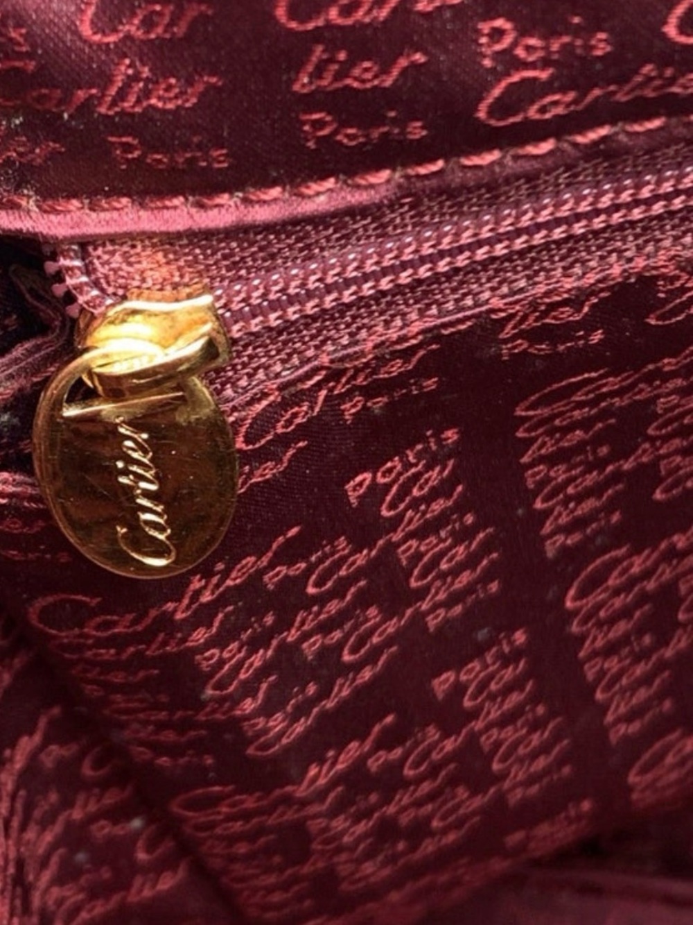 CARTIER PRISTINE Calfskin Ox Blood Red Leather Drawstring Bucket Bag NWOT - Picture 4 of 9